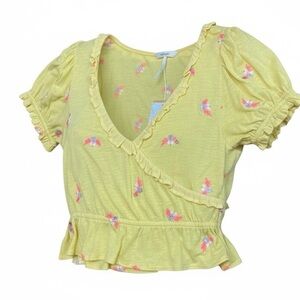 *NWT Free People Full Bloom Top in Sun Drop Yellow Womens Size Small Summer Boho